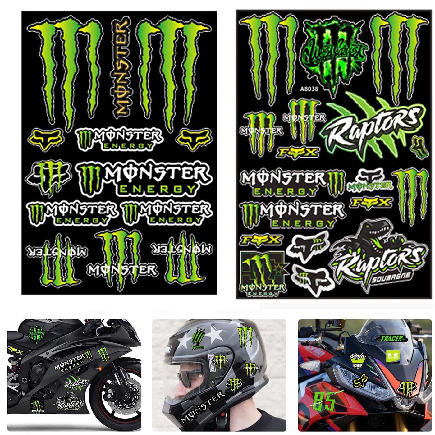 Monster Energy & Sandbox ヘルメット　ステッカーカスタム Amazon.co.jp: Mirhua バイク ステッカー モンスターエナジー